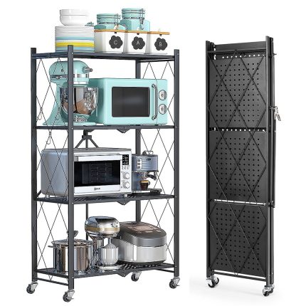 MULTIPURPOSE 4 LAYER FOLDABLE SHELF WITH WHEEL