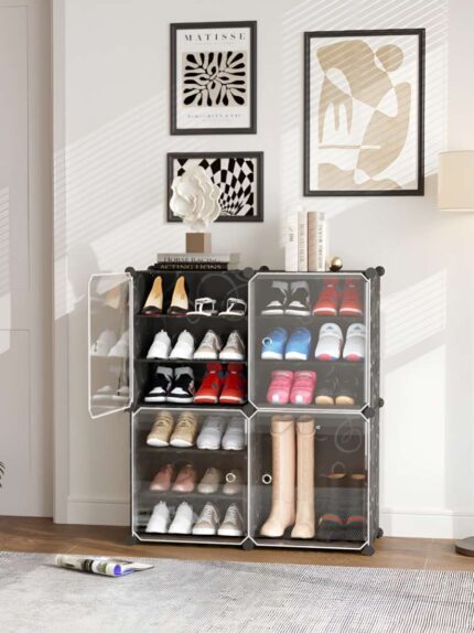 4 DOOR 6 LAYERS 2 ROW SHOE CABINET